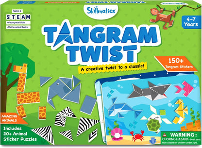 Tangram Sticker Puzzles for Kids | 150+ Foam Stickers, Educational Art & Craft Activity — Ages 4–7