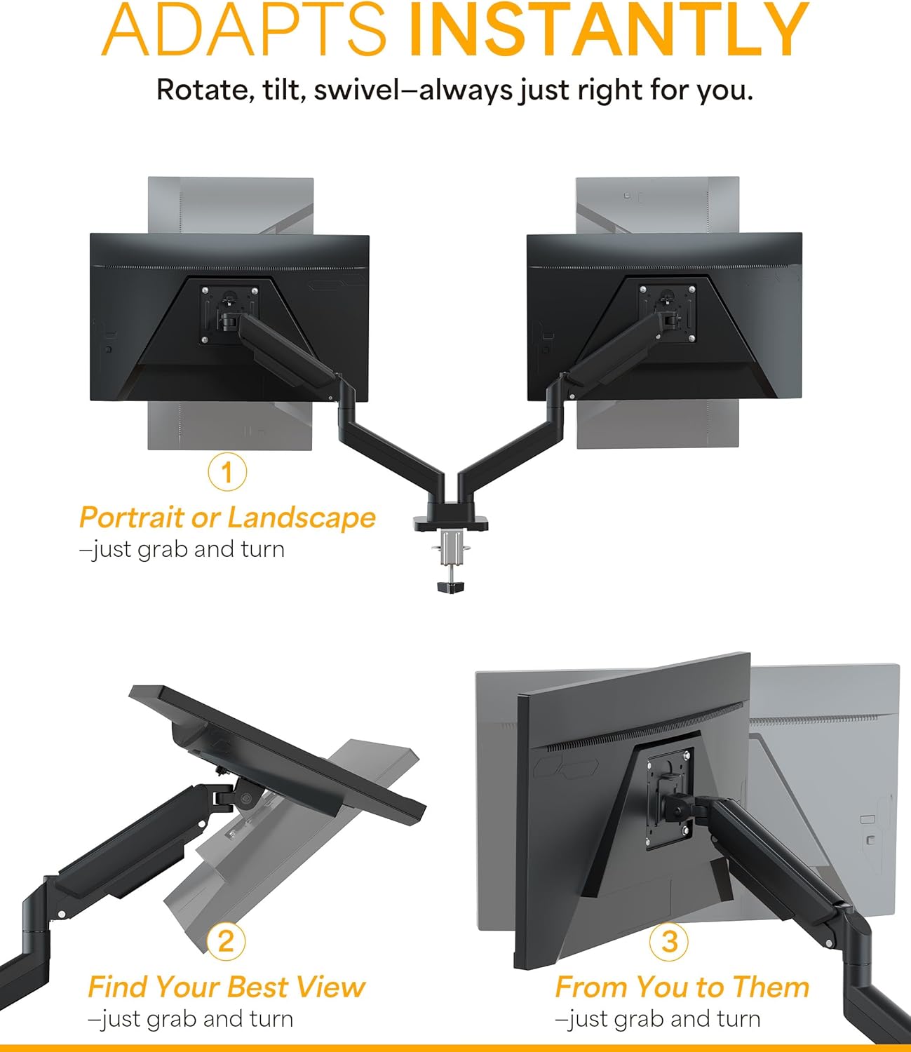 Dual 32" Monitor Arm Desk Mount – Height Adjustable, VESA Compatible, Cable Management (NZ‑ARM‑04)