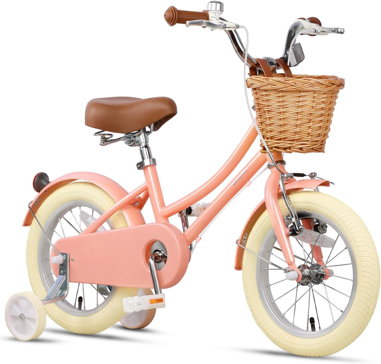GLERC Little Molly Kids Retro Girls Bike with Basket, Stabilisers and Kickstand