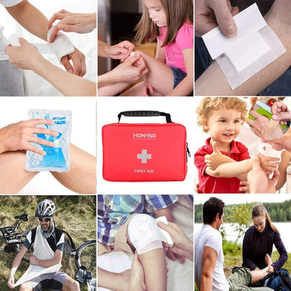 HONYAO® First Aid Kit 220 Pcs – Emergency Medical Kit with Waterproof Nylon Case – Home Car Office School & Outdoor