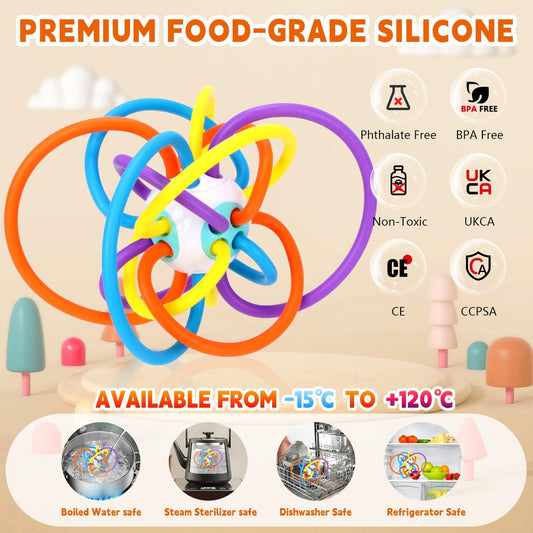 Baby Montessori Sensory Teething Toy – Food‑Grade Baby Teether for 0–12 Months (Globular Wire Shape)
