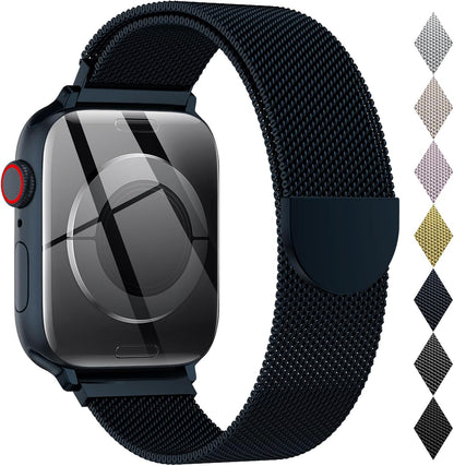 Milanese Loop Metal Watch Strap for Apple Watch – Magnetic Clasp, Adjustable (38–49mm)