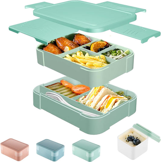 CALIYO 1550ml Leak-Proof Bento Lunch Box - BPA-Free Compartment Food Container with Utensils for UK Adults & Children