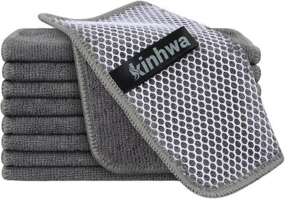 Microfibre Dish Cloths 6-Pack | Super Absorbent Quick-Dry Kitchen Cleaning Cloths with Scrubbing Side — 30 x 30 cm