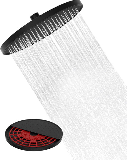 Hibbent 10" Round Rainfall Shower Head – Fixed Overhead Shower Head with Self‑Cleaning Nozzles (Black)