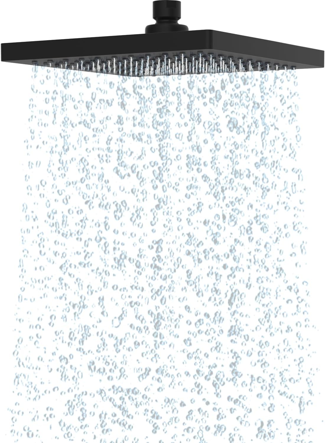 Hibbent 10" Round Rainfall Shower Head – Fixed Overhead Shower Head with Self‑Cleaning Nozzles (Black)