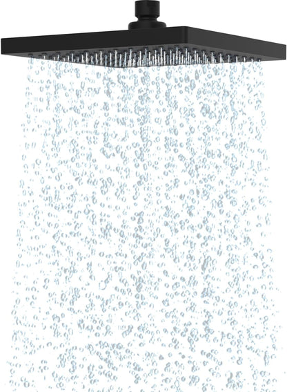 Hibbent 10" Round Rainfall Shower Head – Fixed Overhead Shower Head with Self‑Cleaning Nozzles (Black)