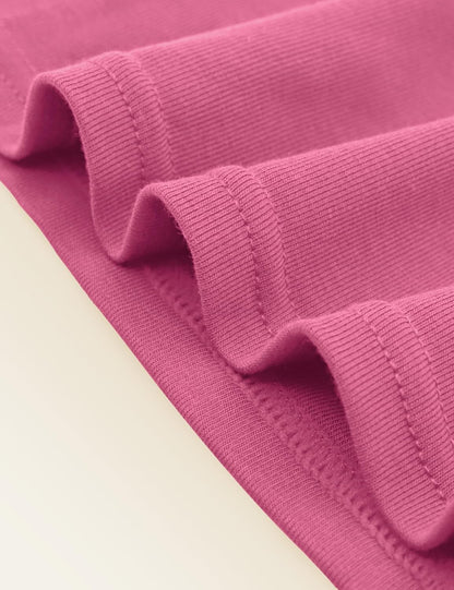 Women's Ribbed Long Sleeve Crew Neck Top | Slim Fit Stretch Tee — Rose, Size L