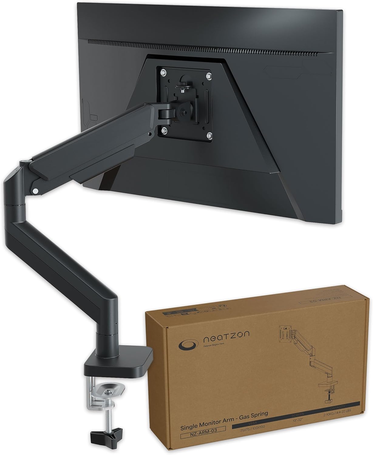 Dual 32" Monitor Arm Desk Mount – Height Adjustable, VESA Compatible, Cable Management (NZ‑ARM‑04)