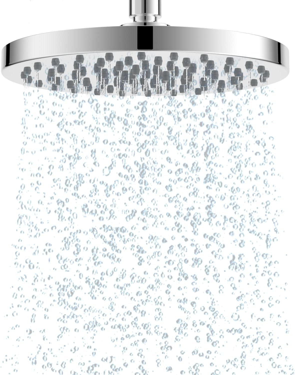 Hibbent 10" Round Rainfall Shower Head – Fixed Overhead Shower Head with Self‑Cleaning Nozzles (Black)