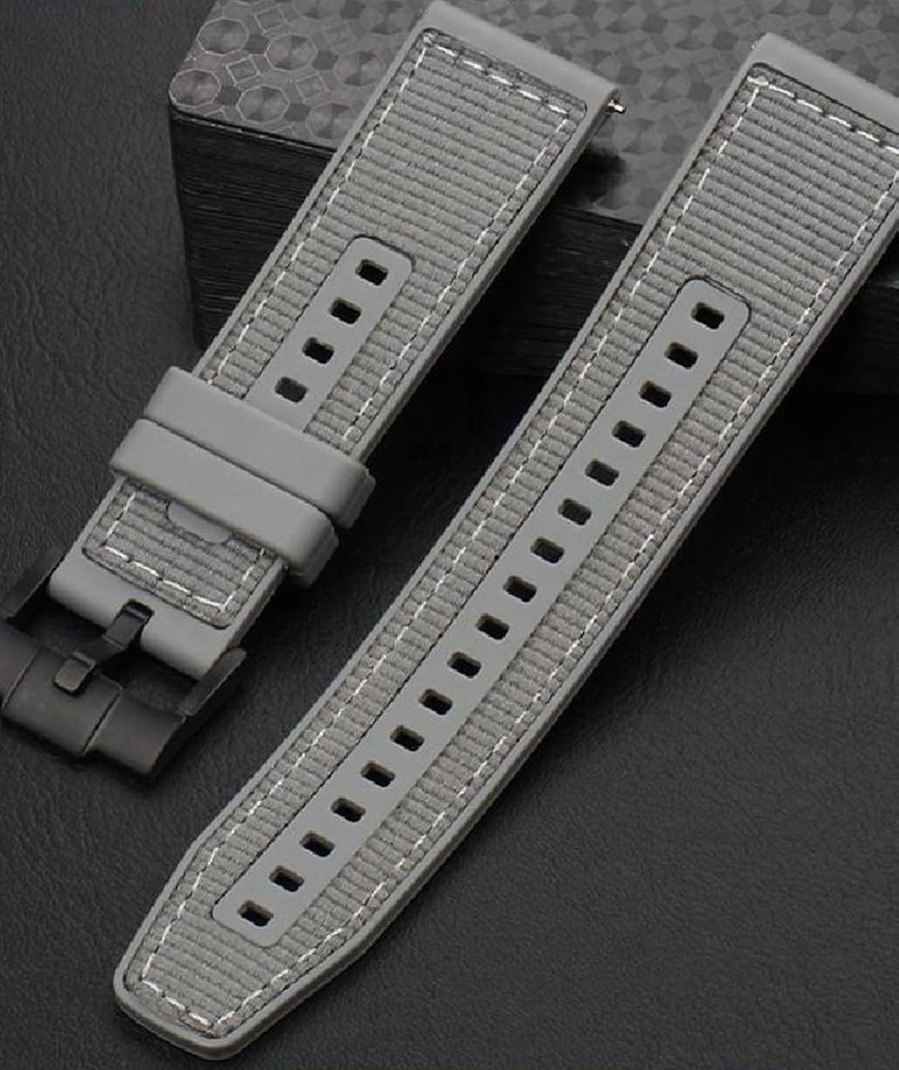 22mm Quick‑Release Watch Strap – Nylon & Rubber Watch Band with Silver Pin Buckle