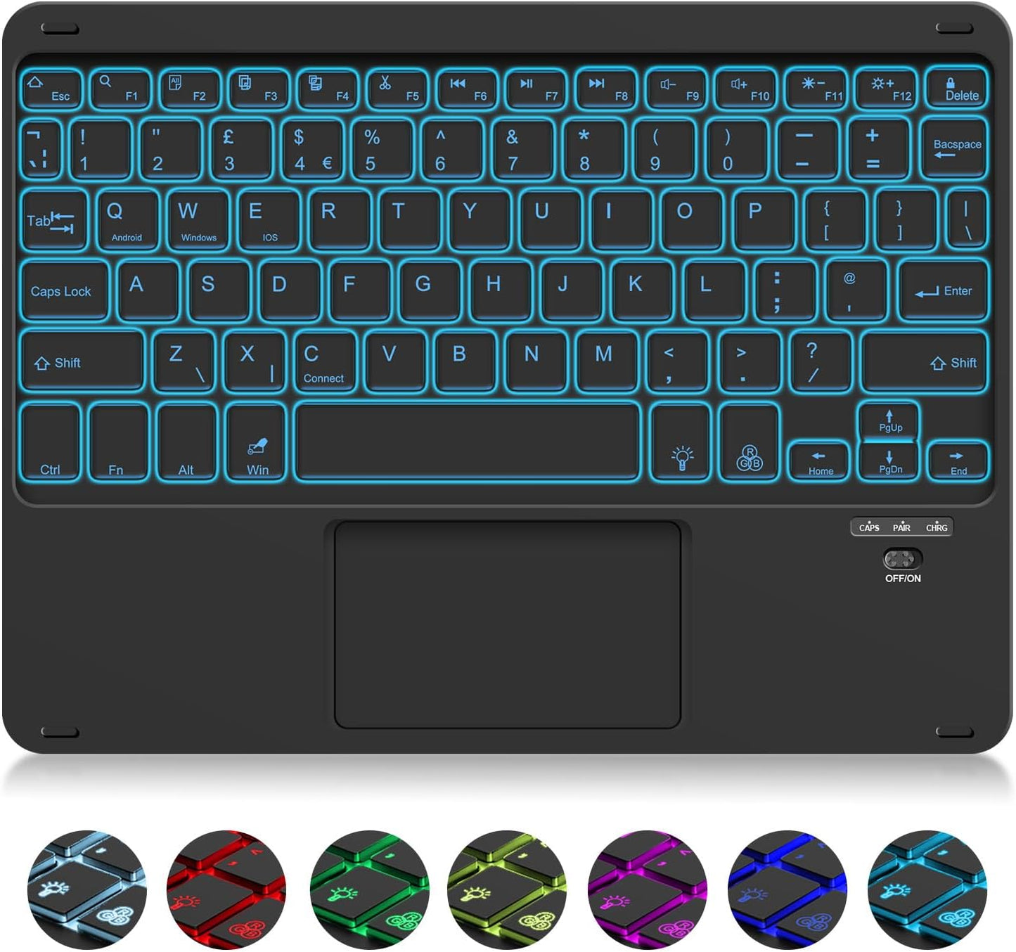 SOPPY Foldable Bluetooth Keyboard with Touchpad – USB Rechargeable Tri‑Fold Mini Wireless