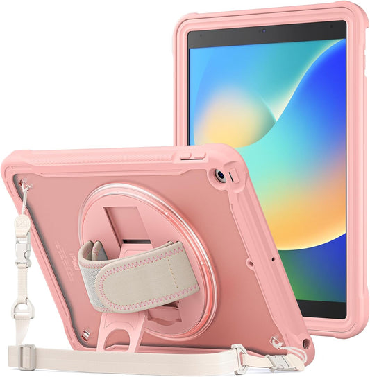 ProCase Rugged iPad Case for 10.2" (9th/8th/7th Gen) – Heavy‑Duty Cover with Hand Strap & Kickstand | Pink | UK