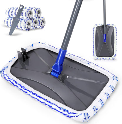 Masthome Flat Mop for Floor Cleaning – Double-Sided Microfibre Mop with 4 Washable Pads