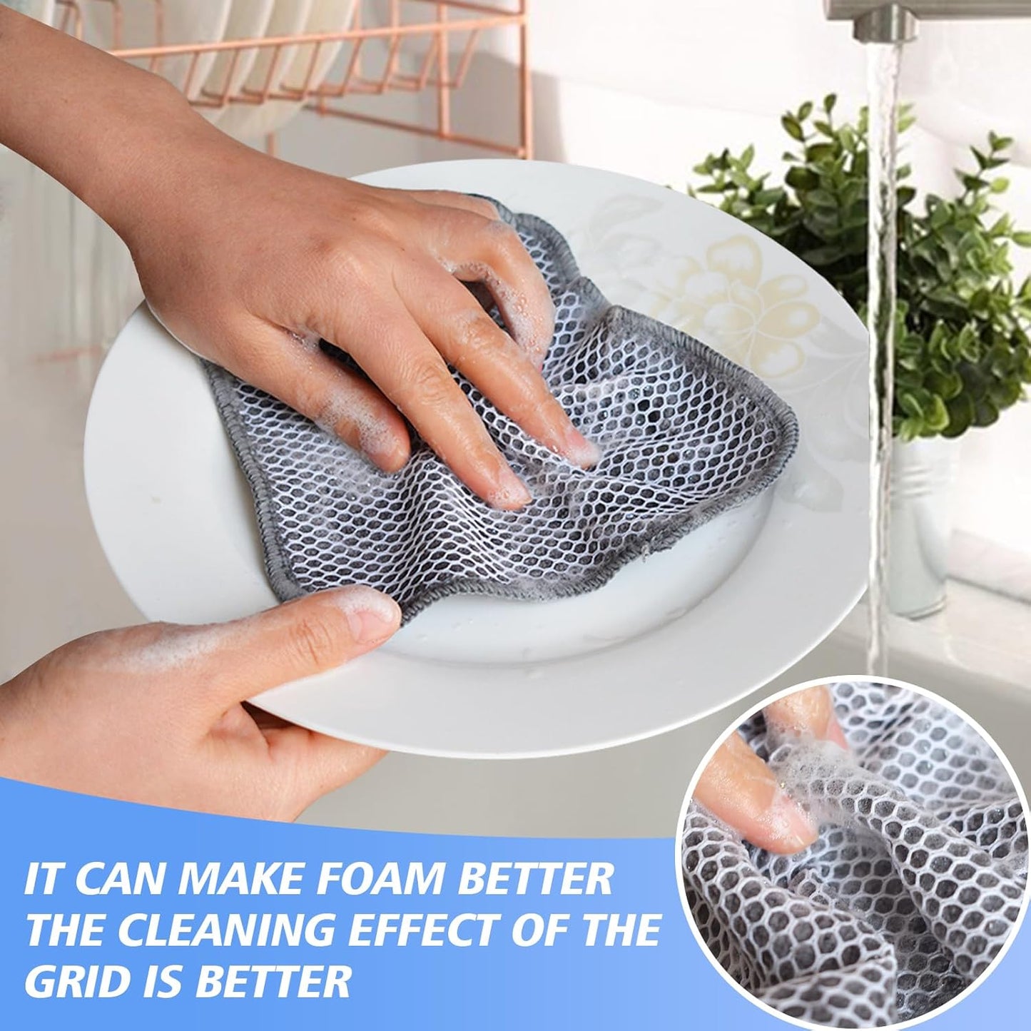 Microfibre Dish Cloths 6-Pack | Super Absorbent Quick-Dry Kitchen Cleaning Cloths with Scrubbing Side — 30 x 30 cm