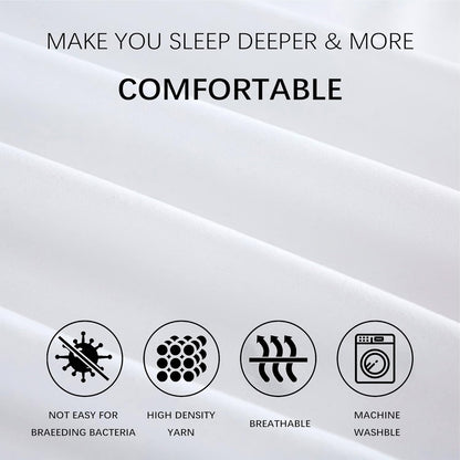 OSVINO King Sheet Set (3/4pcs) – Microfibre Bedding Set with Blue Line Embroidery, Deep Pocket 14–35cm