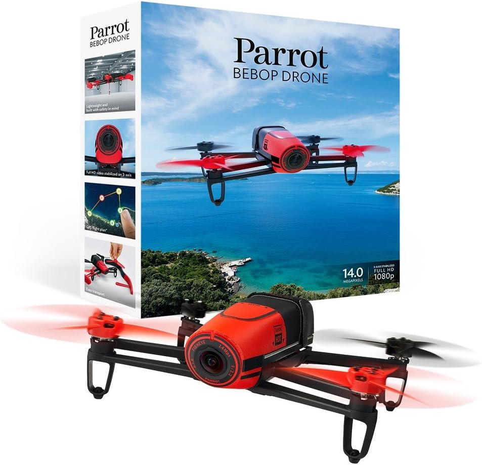 Parrot Bebop – Red 14MP HD Camera Drone with GPS Return Home & Smartphone Control