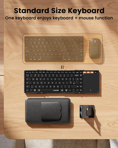 ProtoArc XK01‑TP Foldable Bluetooth Keyboard with Touchpad – Portable Travel Keyboard (Black)