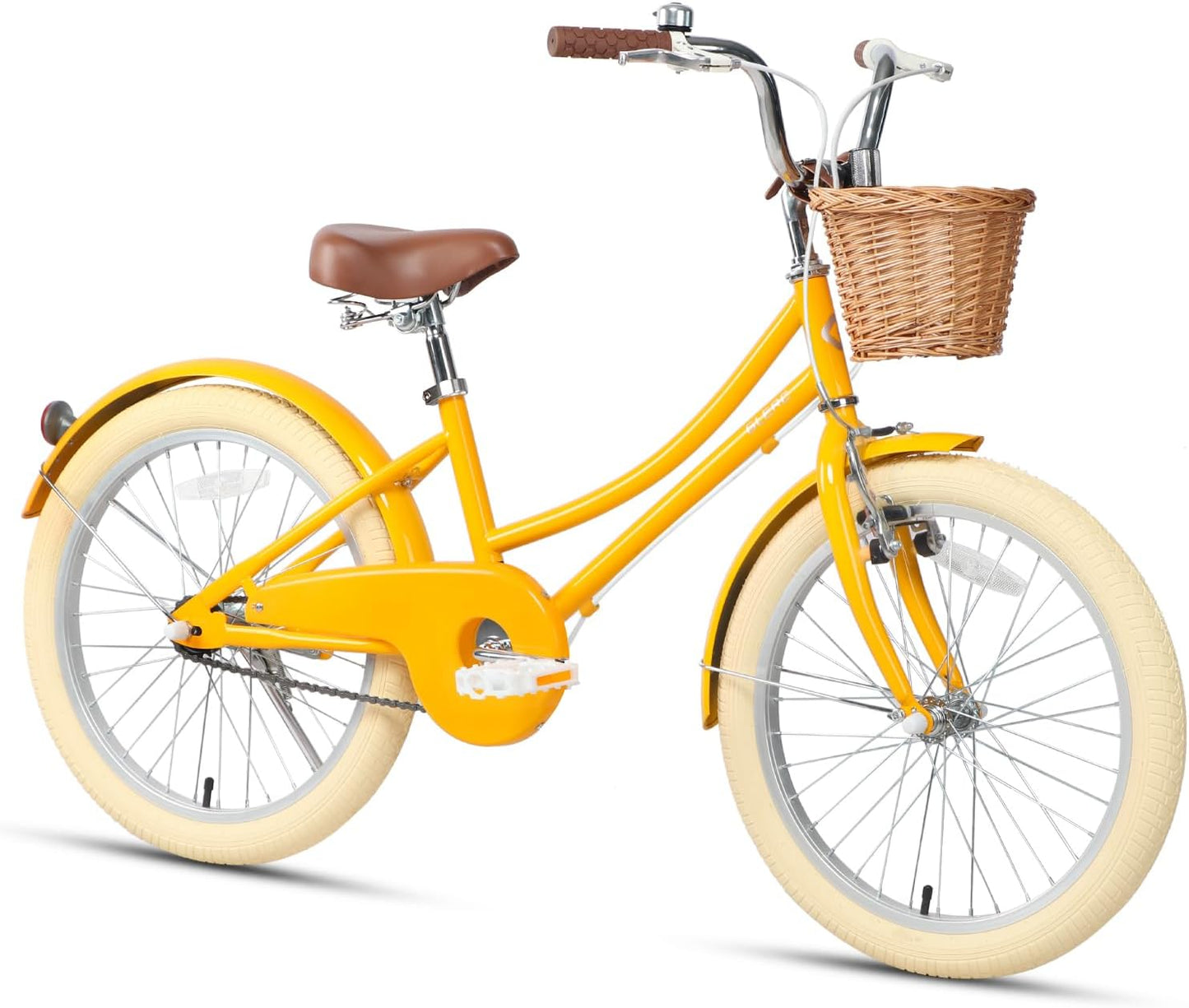 GLERC Little Molly Kids Retro Girls Bike with Basket, Stabilisers and Kickstand
