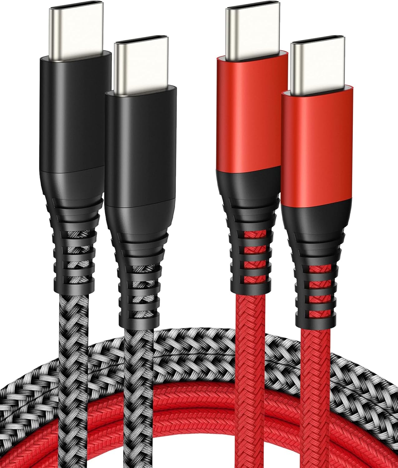 IDISON USB-C to USB-C Cable 2M 2-Pack | 100W Fast Charge | Braided Nylon | iPhone 15 & Samsung