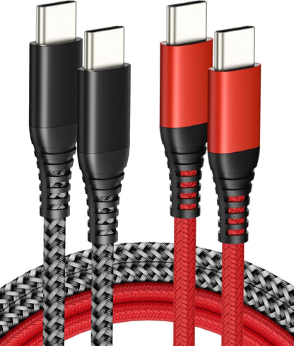 IDISON USB-C to USB-C Cable 2M 2-Pack | 100W Fast Charge | Braided Nylon | iPhone 15 & Samsung