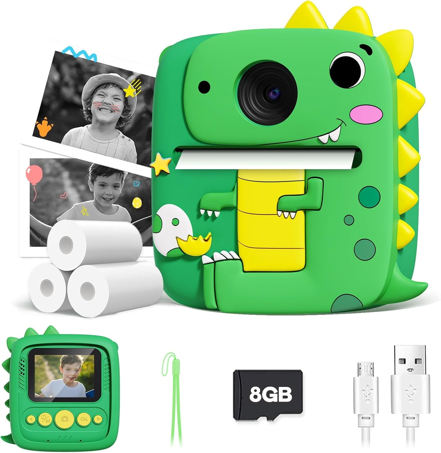 Lenudar Kids Camera Instant Print, 1080P Kids Digital Camera, Girls Boys Toys Age 3-9, Christmas Birthday Gifts Toys for 3 4 5 6 7 8 9 Year Old Boys Girls (Green)