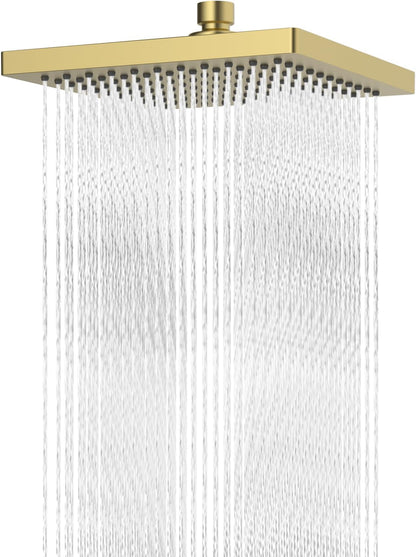 Hibbent 10" Round Rainfall Shower Head – Fixed Overhead Shower Head with Self‑Cleaning Nozzles (Black)