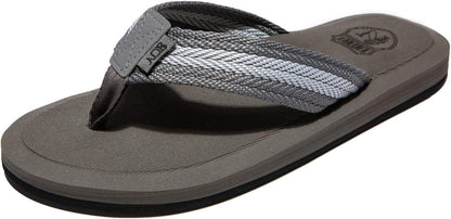 Men's Lightweight EVA Flip Flops | Soft Cushioned Beach & Casual Sandals — Brown & Grey