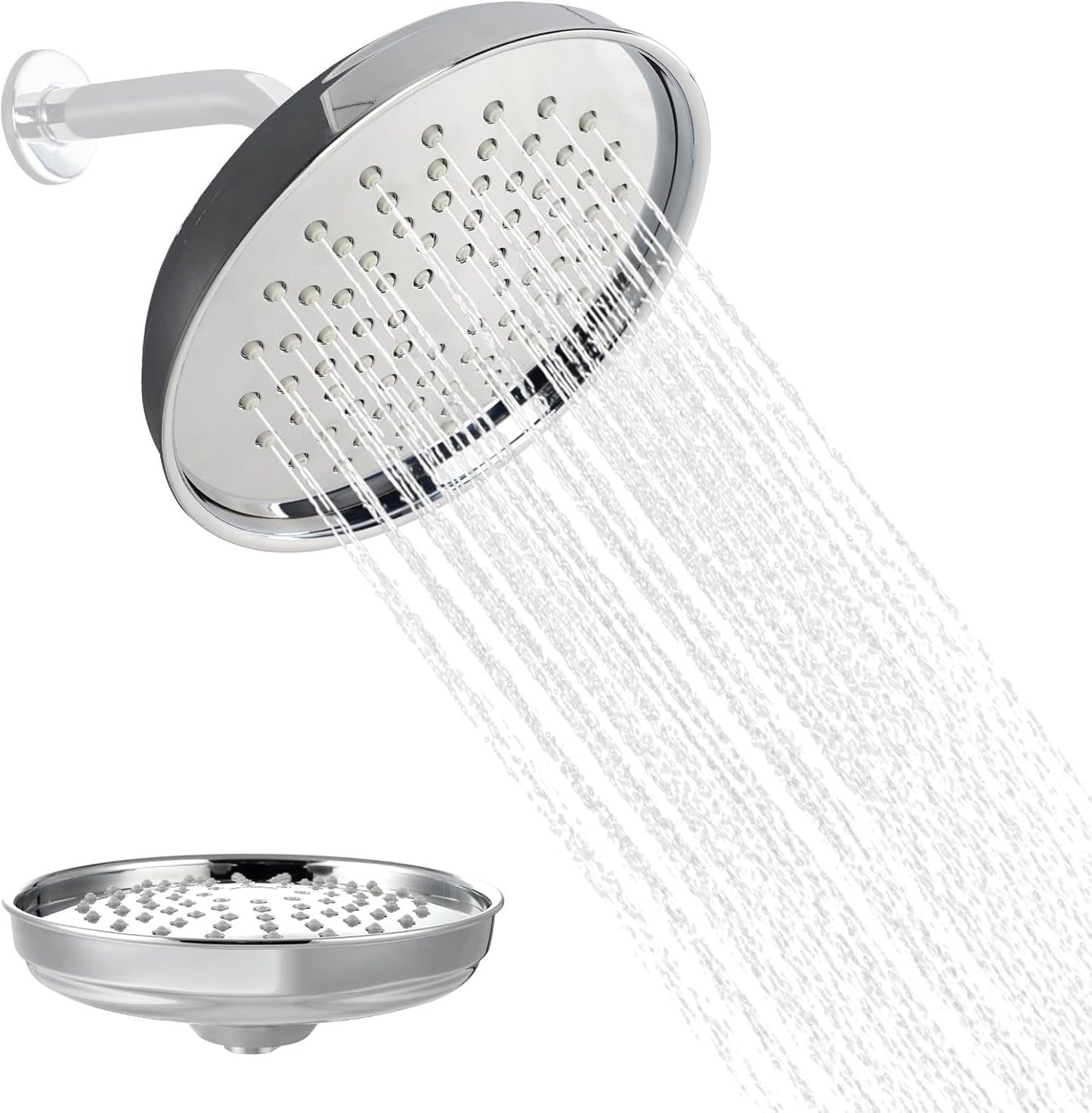 Hibbent 10" Round Rainfall Shower Head – Fixed Overhead Shower Head with Self‑Cleaning Nozzles (Black)