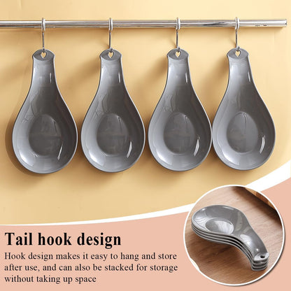 Grey Plastic Spoon Rest (4‑Piece Set) – Stove‑Top Utensil Holder for Spoons, Ladles, Tongs & Spatulas | Dishwasher Safe | UK