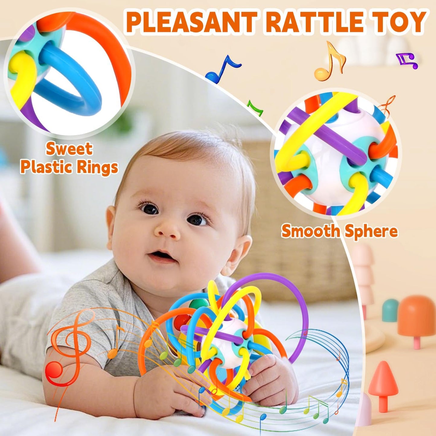 Baby Montessori Sensory Teething Toy – Food‑Grade Baby Teether for 0–12 Months (Globular Wire Shape)