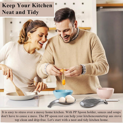 Grey Plastic Spoon Rest (4‑Piece Set) – Stove‑Top Utensil Holder for Spoons, Ladles, Tongs & Spatulas | Dishwasher Safe | UK