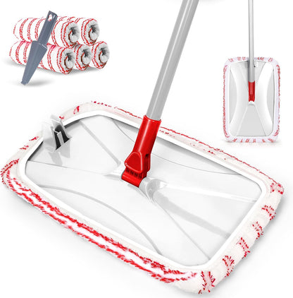 Masthome Flat Mop for Floor Cleaning – Double-Sided Microfibre Mop with 4 Washable Pads