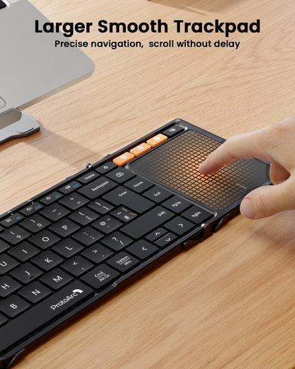 ProtoArc XK01‑TP Foldable Bluetooth Keyboard with Touchpad – Portable Travel Keyboard (Black)