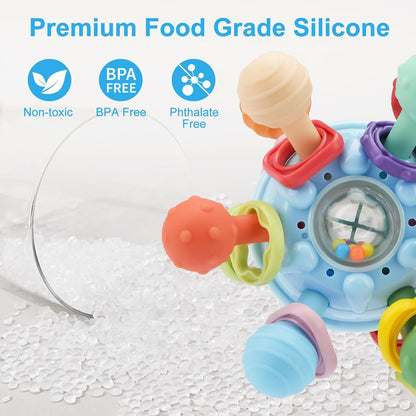 Baby Montessori Teething Toys - Food Grade Sensory Rattle for 0-18 Months | UK