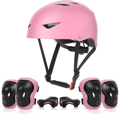 Kids Protective Helmet and Pads Set (Age 5-12) – Includes Skateboard, Knee, Elbow & Wrist Pads for Roller Skating, Cycling, Scooters, and Extreme Sports