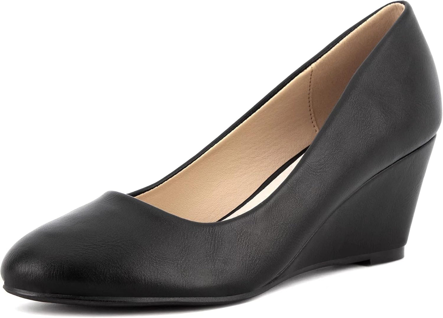 Greatonu Women’s Wedge Court Shoes – Mid Heel Office Platform Shoes