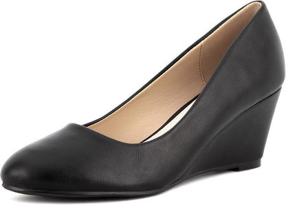 Greatonu Women’s Wedge Court Shoes – Mid Heel Office Platform Shoes