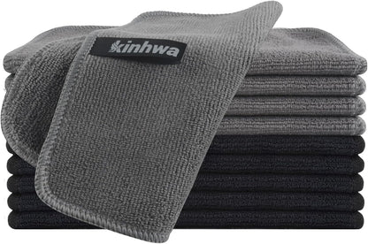 Microfibre Dish Cloths 6-Pack | Super Absorbent Quick-Dry Kitchen Cleaning Cloths with Scrubbing Side — 30 x 30 cm