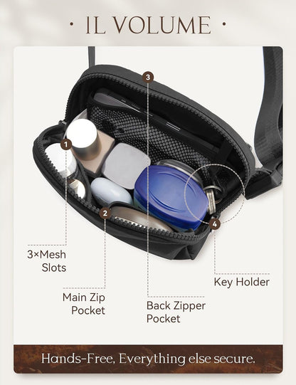 BALEAF Belt Bag Women Crossbody Fanny Pack Fashion Waist Packs Adjustable Strap Black 1L