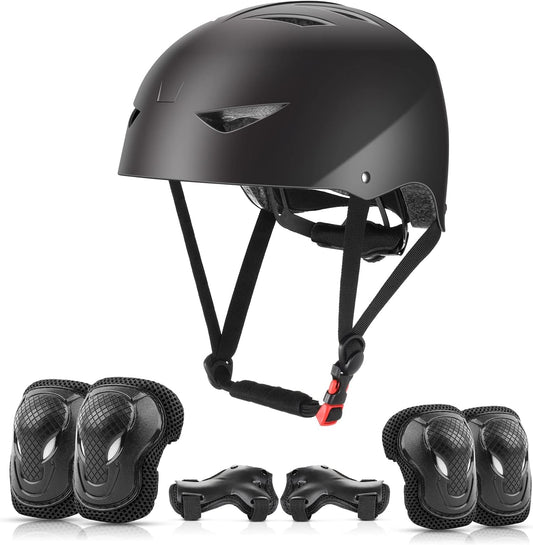 Kids Protective Helmet and Pads Set (Age 5-12) – Includes Skateboard, Knee, Elbow & Wrist Pads for Roller Skating, Cycling, Scooters, and Extreme Sports