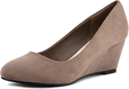 Greatonu Women’s Wedge Court Shoes – Mid Heel Office Platform Shoes
