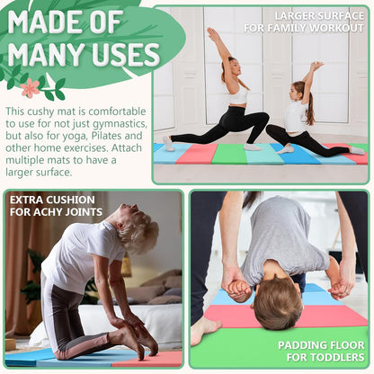 5 Panel Folding Gymnastics Tumbling Mat – 195 × 75 × 2" Exercise Mat with Carry Handles