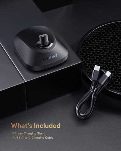 YINKE 3.5V–12V Charging Base for Braun Electric Shavers – Compatible with Series 3/5/6/7/8/9 (Travel Stand)