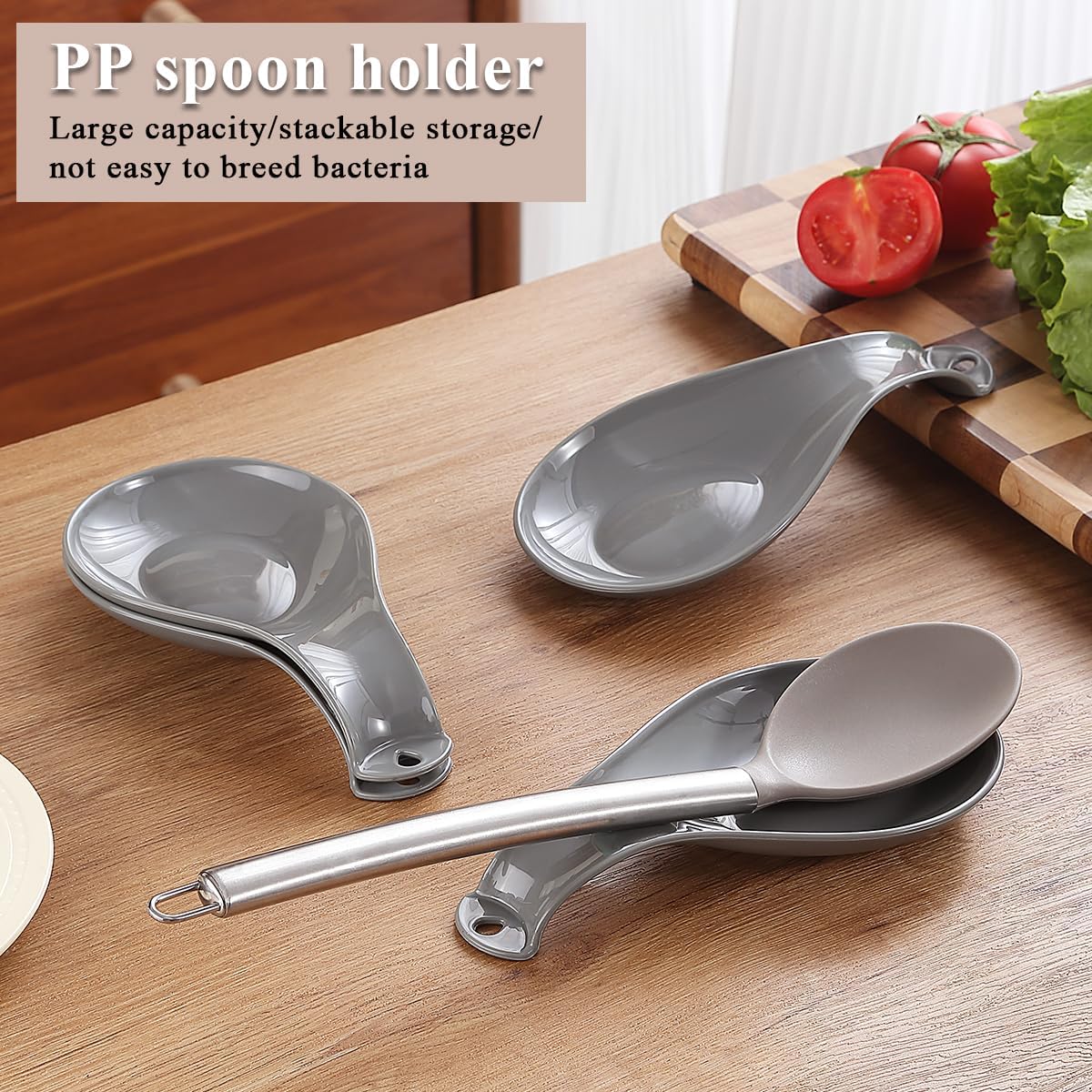 Grey Plastic Spoon Rest (4‑Piece Set) – Stove‑Top Utensil Holder for Spoons, Ladles, Tongs & Spatulas | Dishwasher Safe | UK