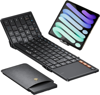 ProtoArc XK01‑TP Foldable Bluetooth Keyboard with Touchpad – Portable Travel Keyboard (Black)