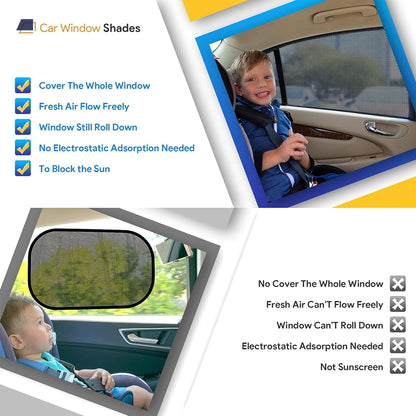 Car Window Shades for Baby - 2-Pack Stretchable Breathable Mesh Sun Protection Screens | UK