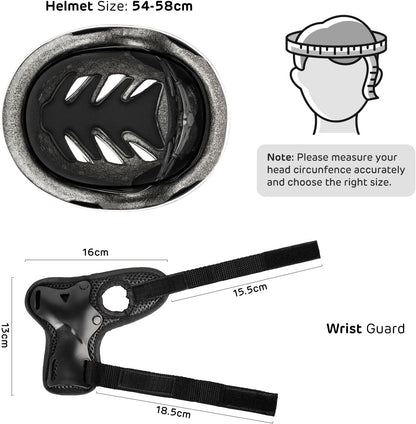 Kids Protective Helmet and Pads Set (Age 5-12) – Includes Skateboard, Knee, Elbow & Wrist Pads for Roller Skating, Cycling, Scooters, and Extreme Sports