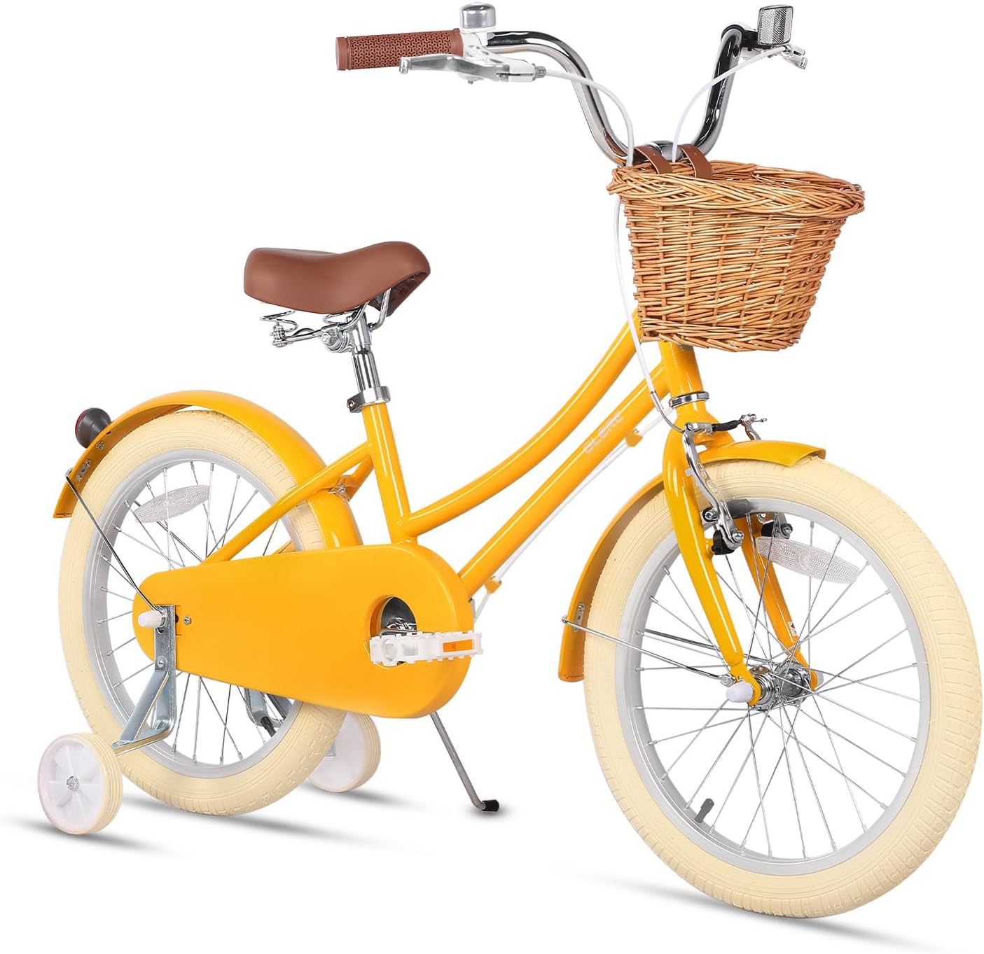 GLERC Little Molly Kids Retro Girls Bike with Basket, Stabilisers and Kickstand