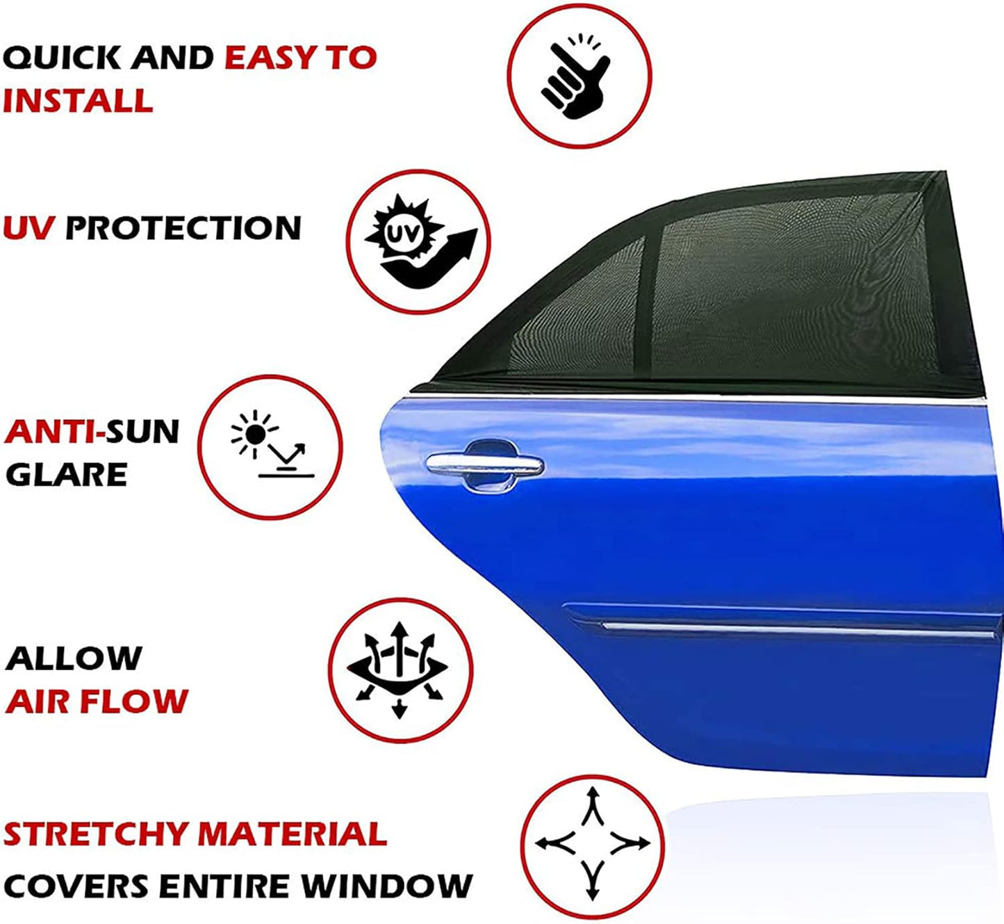 Car Window Shades for Baby - 2-Pack Stretchable Breathable Mesh Sun Protection Screens | UK